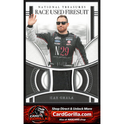2024 Panini National Treasures #RUF-KAZ Kaz Grala Race Used Firesuit #/99