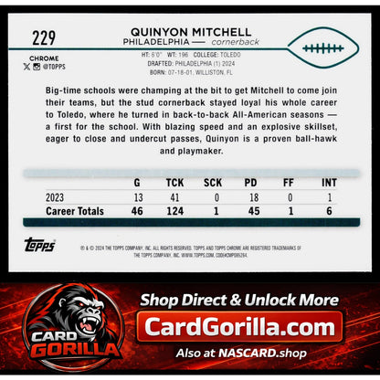 2024 Topps Chrome #229 Quinyon Mitchell Prism Refractor RC