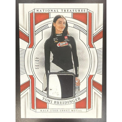 2025 Panini National Treasures Toni Breidinger #18 Race Used Sheet Metal /99 MEM