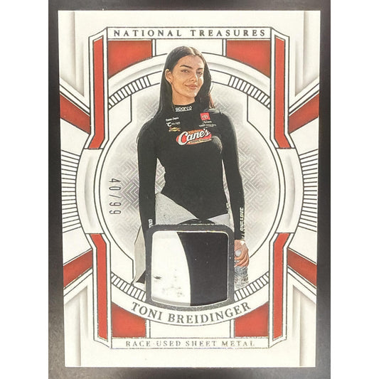 2025 Panini National Treasures Toni Breidinger #18 Race Used Sheet Metal /99 MEM