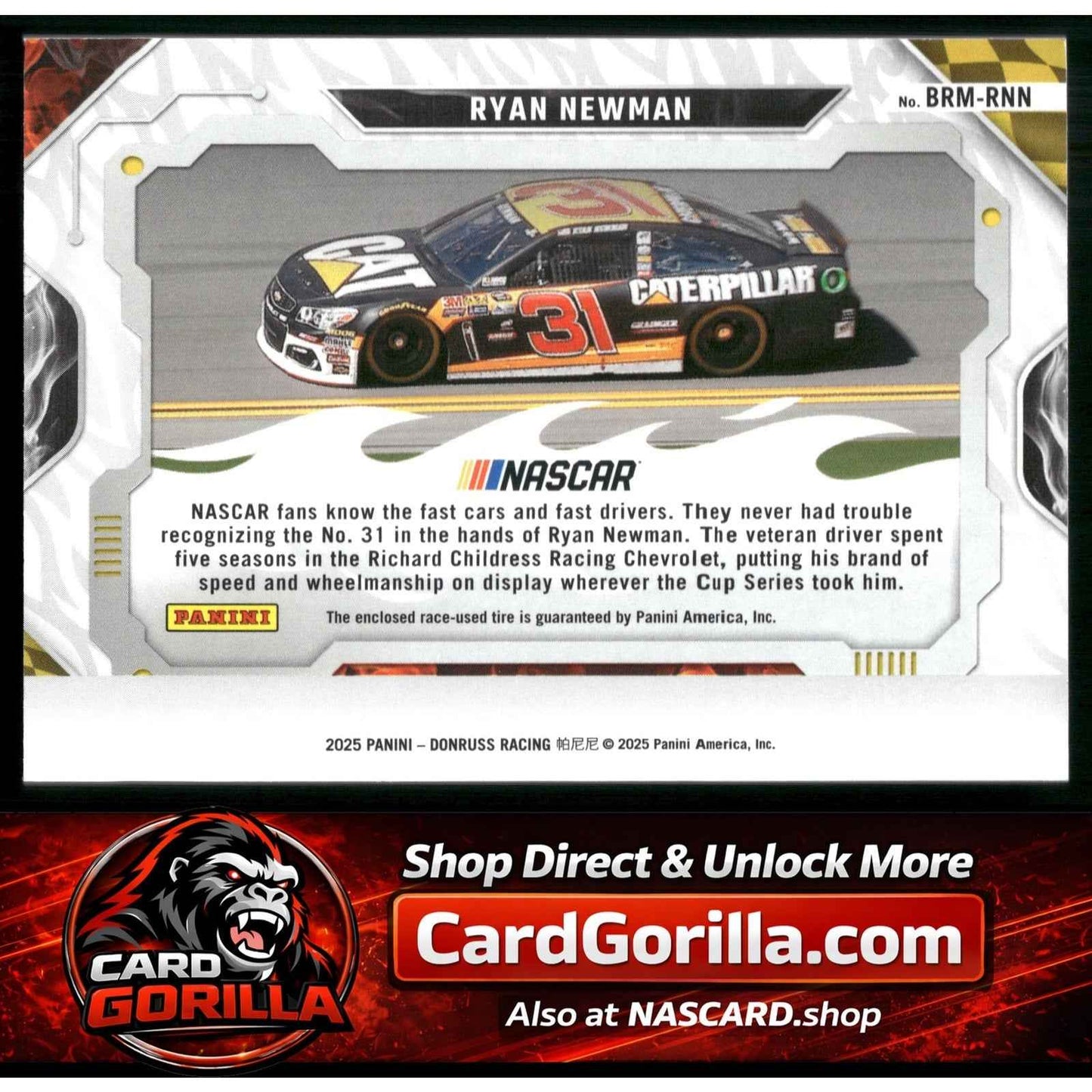 2025 Donruss #BRM-RNM Ryan Newman Burning Rubber Materials