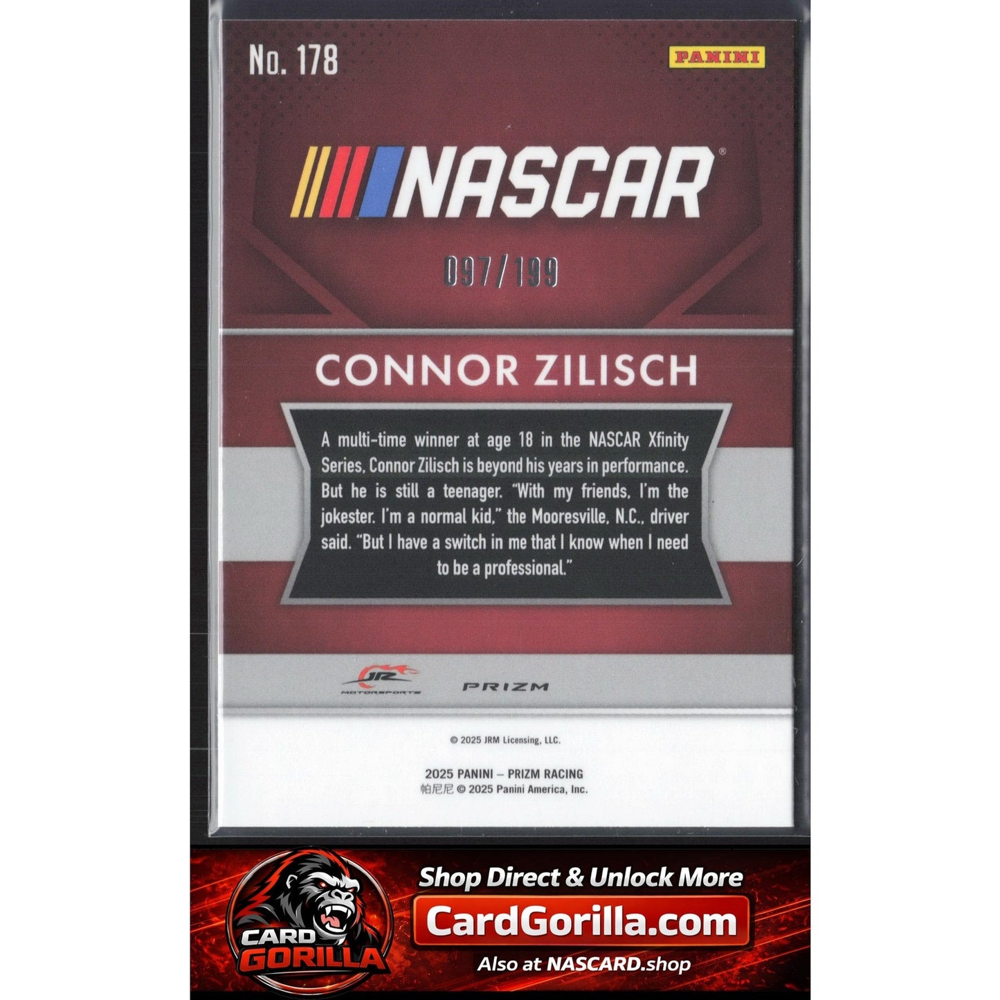 2025 Panini Prizm #178 Connor Zilisch Blue #/199