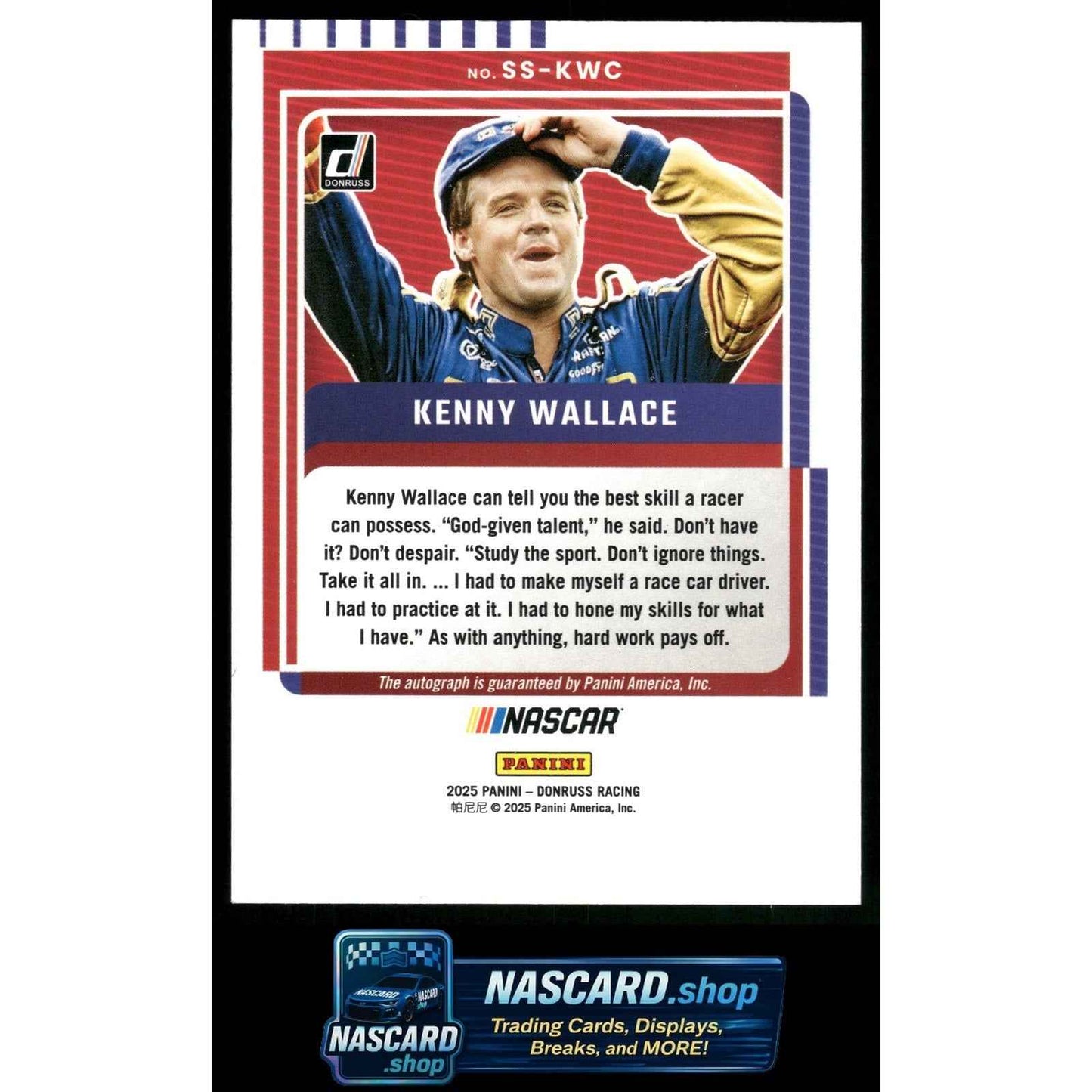 2025 Donruss #SS-KWC Kenny Wallace Signature Series Red Xplosion #/49