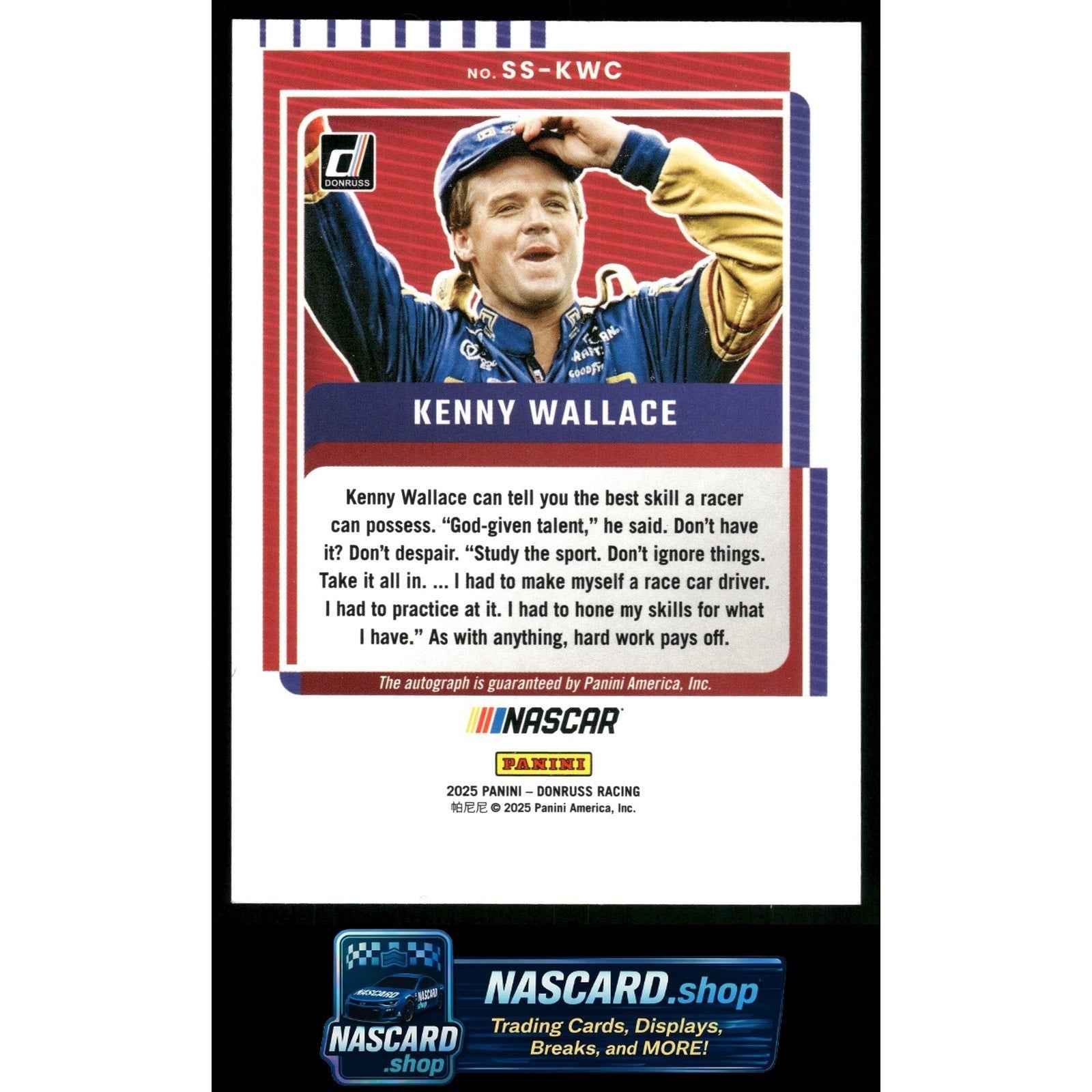 2025 Donruss #SS-KWC Kenny Wallace Signature Series Red Xplosion #/49