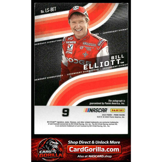 2023 Panini Prime #LS-BET Bill Elliott Legendary Signatures Red #/50