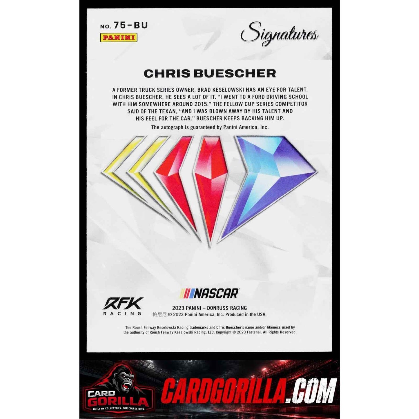 2024 Donruss #75-BU Chris Buescher NASCAR 75th Anniversary Signatures