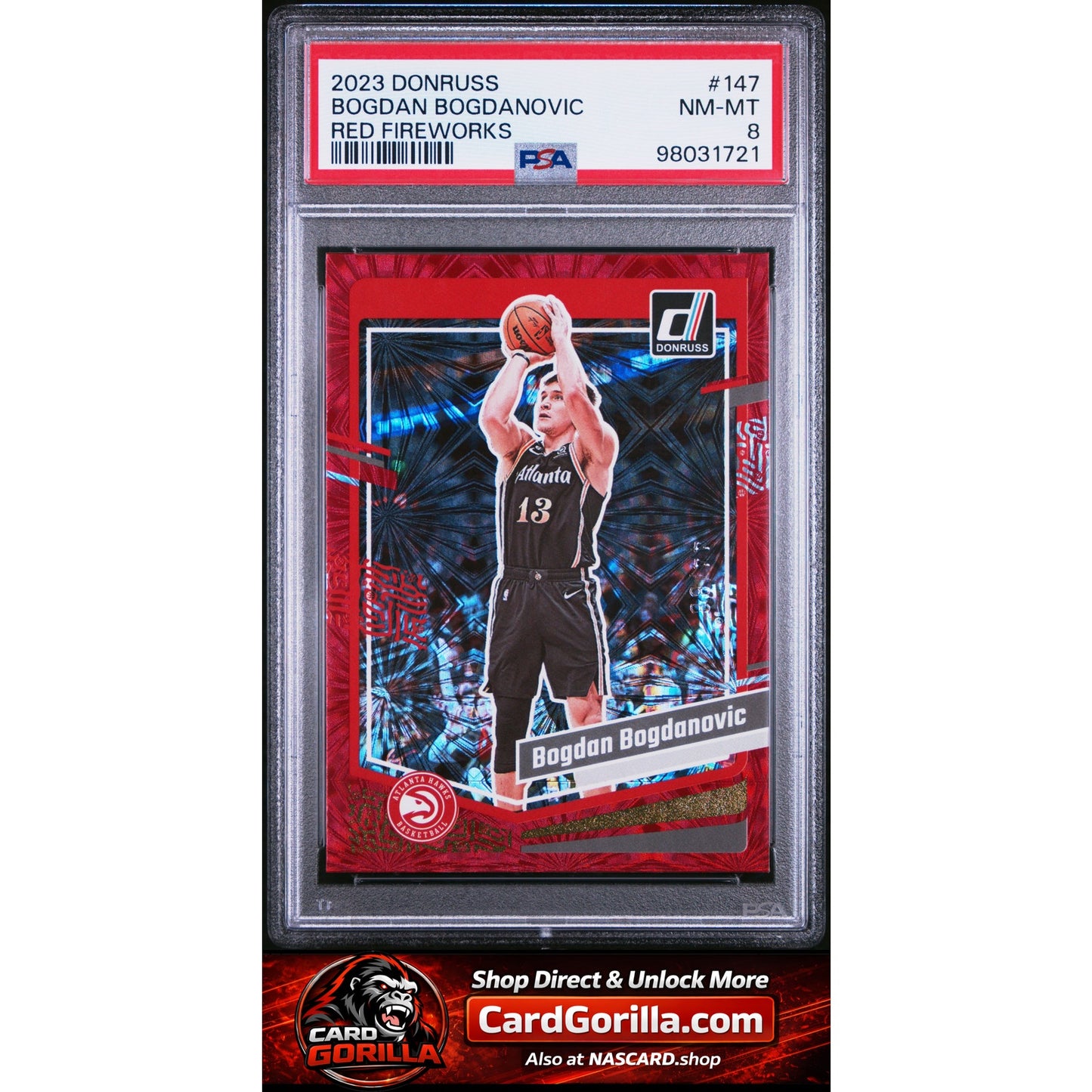 2023 Panini Donruss #147 Bogdan Bogdanovic Red Fireworks PSA 8