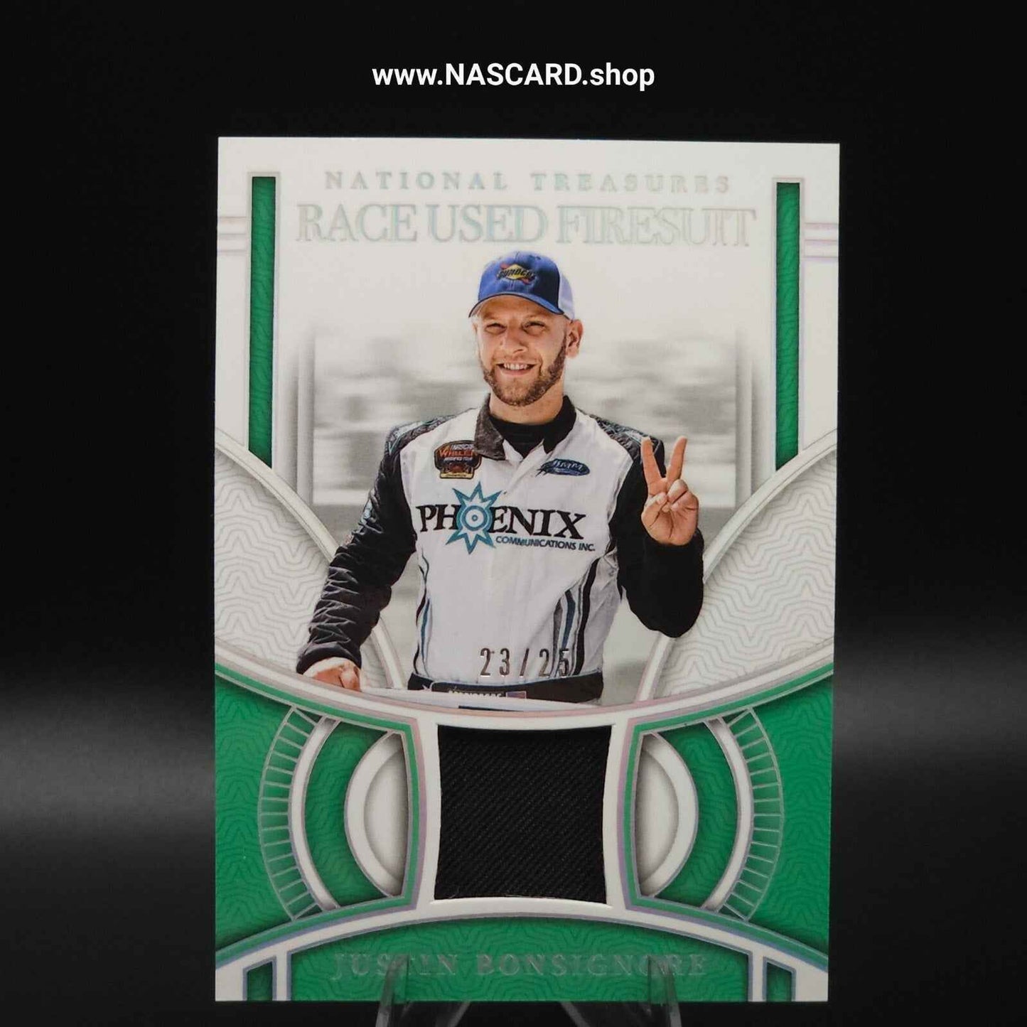 2024 National Treasures Race Used Firesuits Holo Silver Justin Bonsignore /25 - Card Gorilla