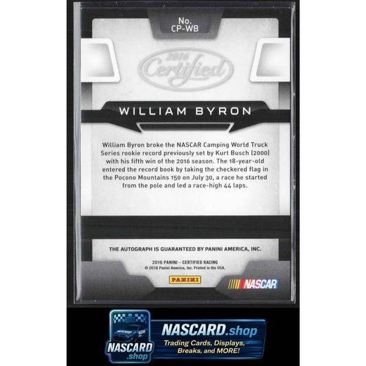 2016 Certified William Byron Certified Potential Signatures Mirror Blue #/30 RC