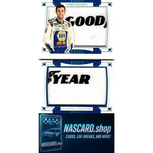 2020 National Treasures Chase Elliott Jumbo Patch Booklet Dual Goodyear #1/1 - NASCARD.shop