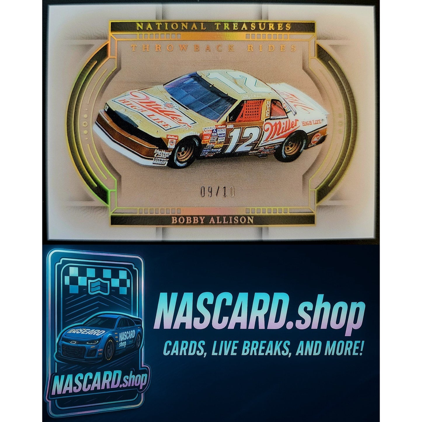 2024 Panini National Treasures #6 Bobby Allison Throwback Rides Gold Holo #/10