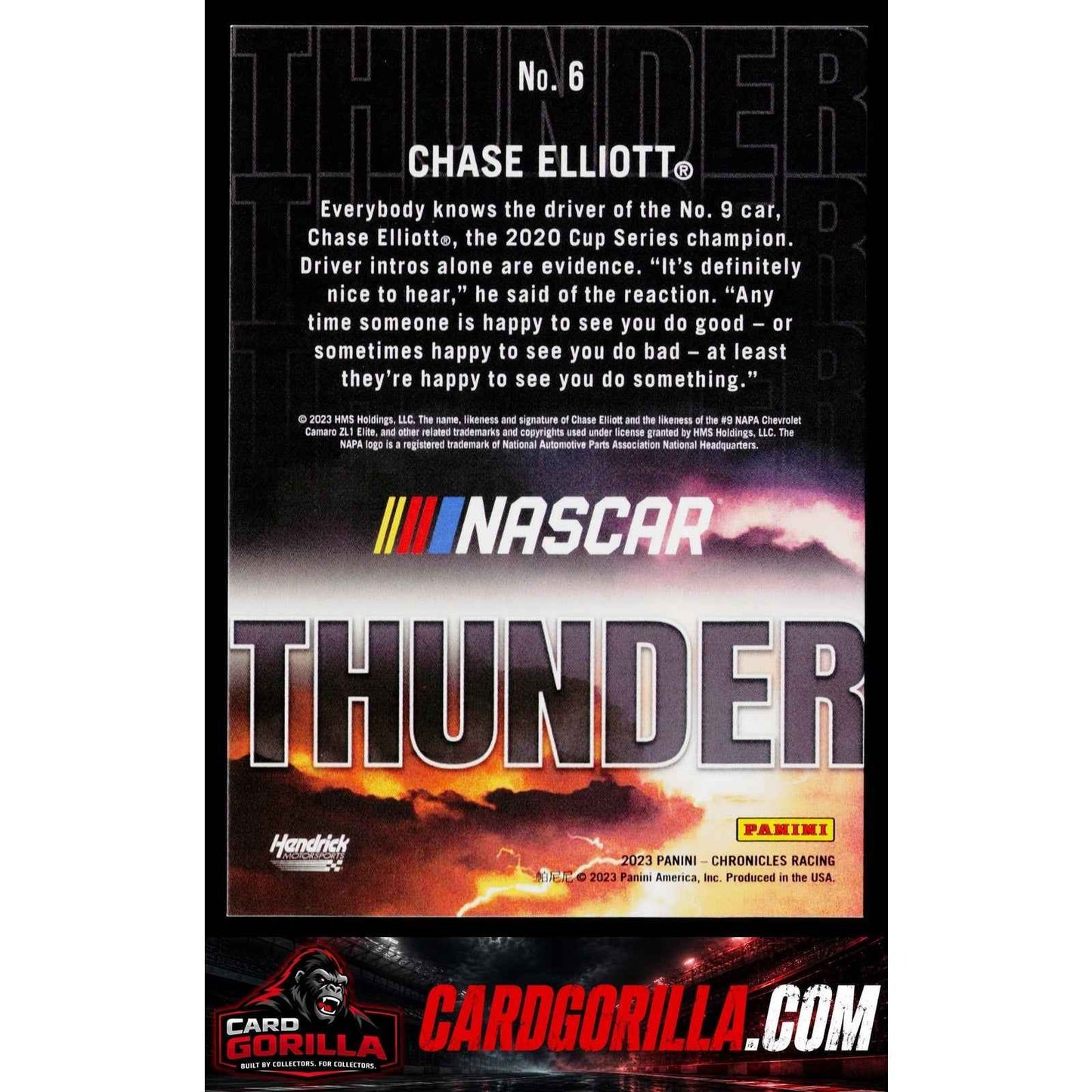 2023 Panini Chronicles #6 Chase Elliott Thunder Red #/99