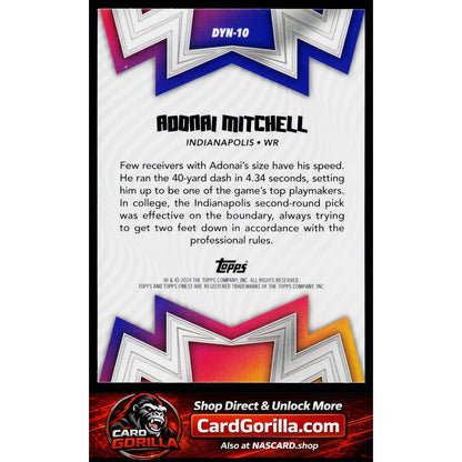 2024 Finest #DYN-10 Adonai Mitchell Dynamos Blue Refractor #/99