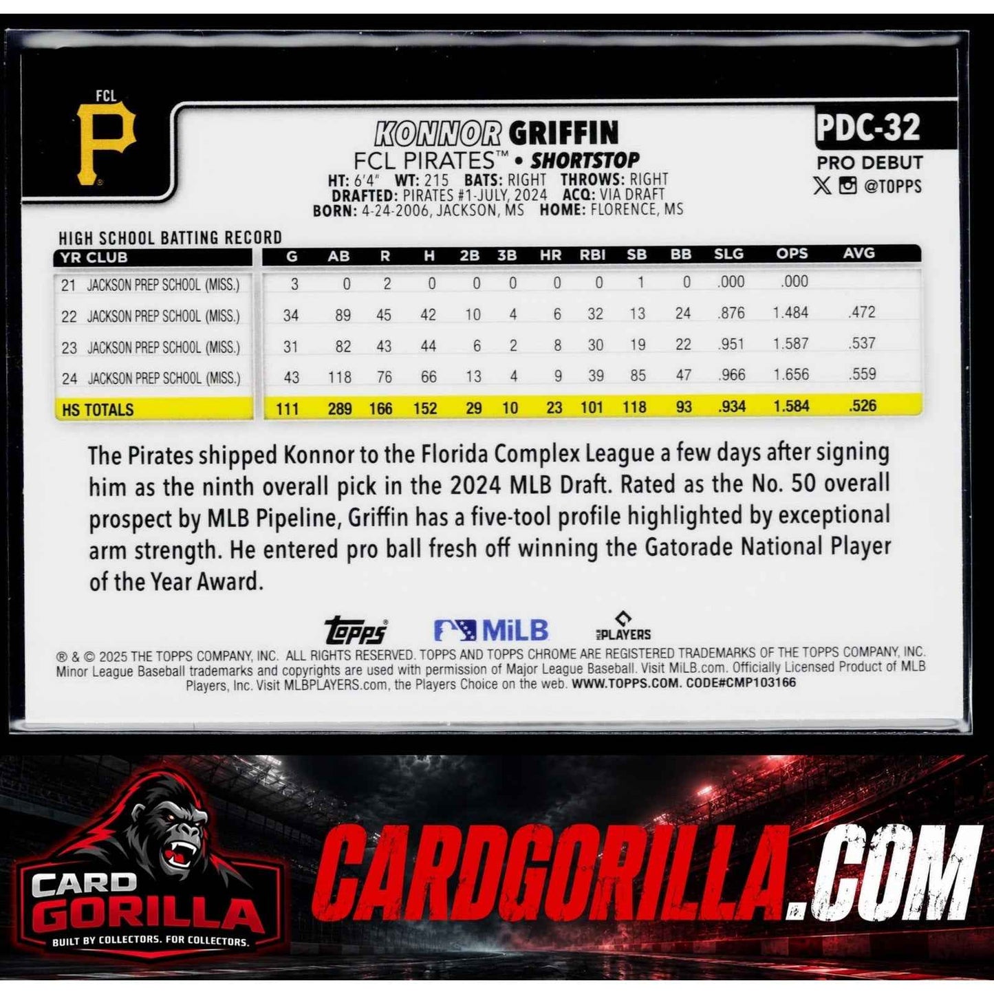 2025 Topps Pro Debut #PDC-32 Konnor Griffin Chrome