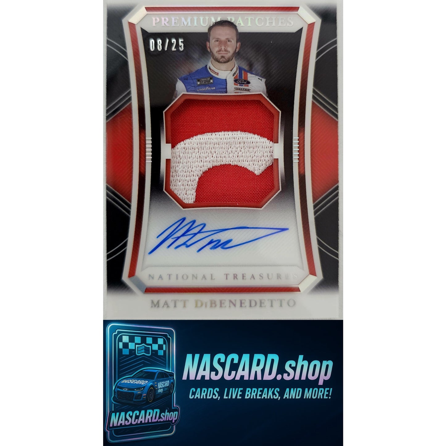 2021 National Treasures Matt DiBenedetto Premium Patches Midnight Silver /25