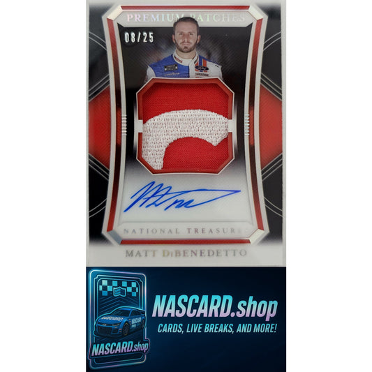 2021 National Treasures Matt DiBenedetto Premium Patches Midnight Silver /25