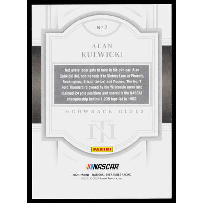 2024 Panini National Treasures #2 Alan Kulwicki Throwback Rides Holo Gold #/10