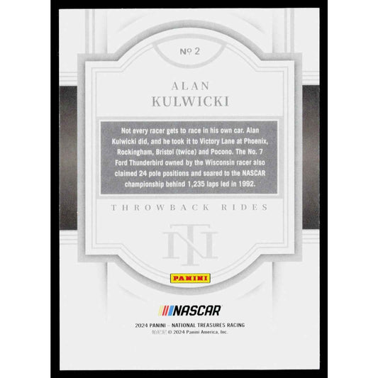 2024 Panini National Treasures #2 Alan Kulwicki Throwback Rides Holo Gold #/10