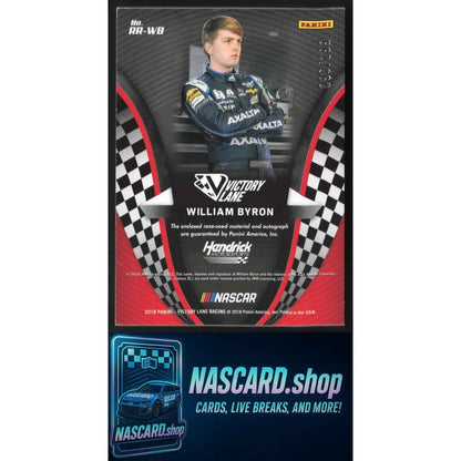 2018 Panini Victory Lane #RR-WB William Byron Remarkable Remnants Gold #/199