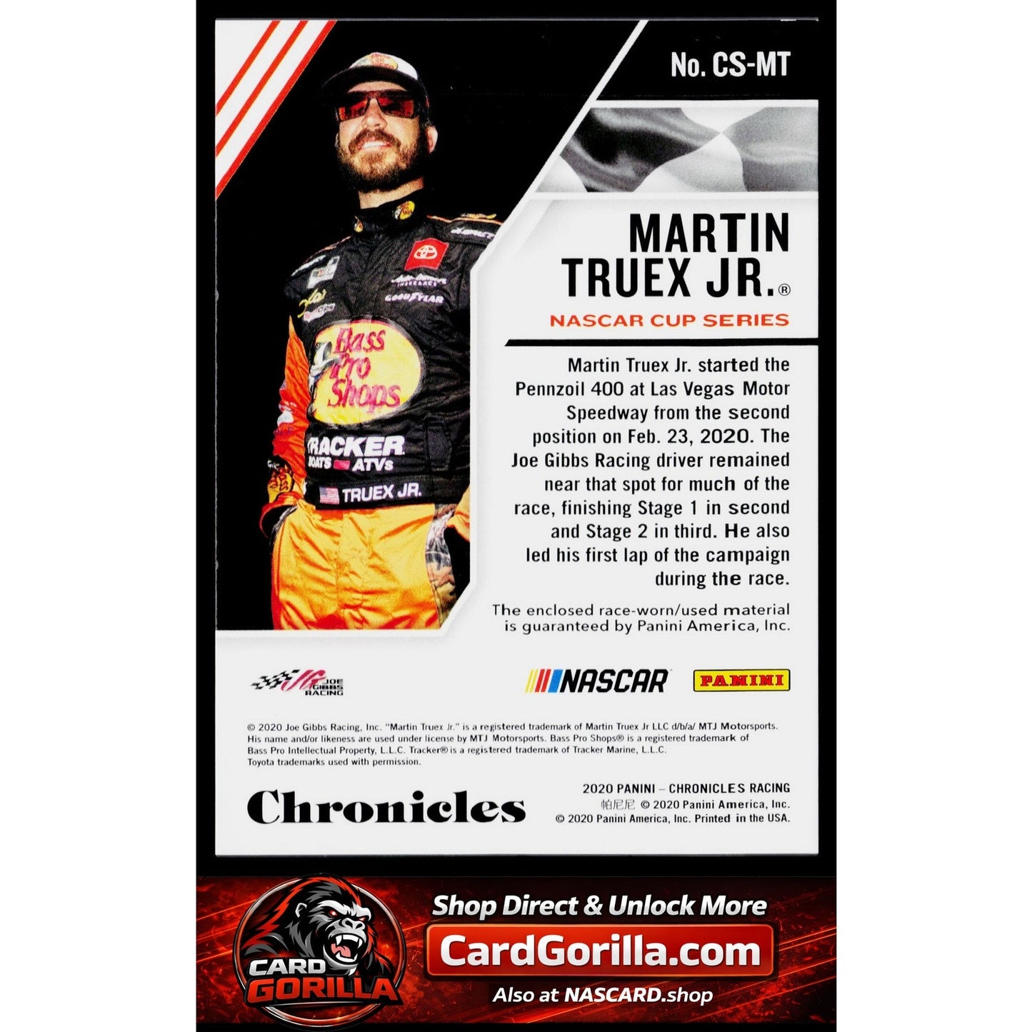 2020 Panini Chronicles Martin Truex Jr. Chronicles Swatches Holo Silver #/25
