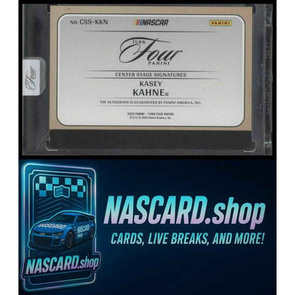 2025 Panini Turn Four #CSS-KKN Kasey Kahne Center Stage Signatures Blue #/49