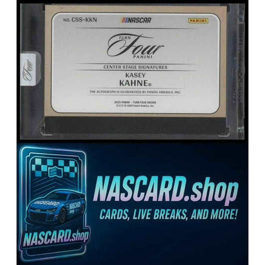 2025 Panini Turn Four #CSS-KKN Kasey Kahne Center Stage Signatures Blue #/49