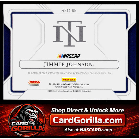 2025 Panini National Treasures #TG-JJN Jimmie Johnson Track Gear #/99