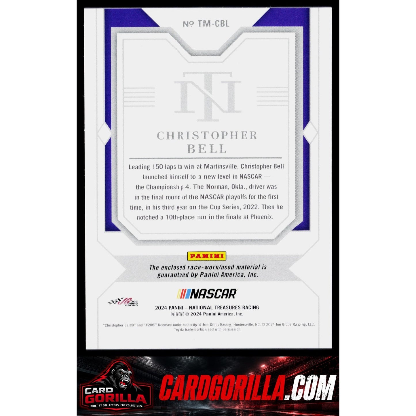 2024 Panini National Treasures #TM-CBL Christopher Bell Timeline Materials #/99