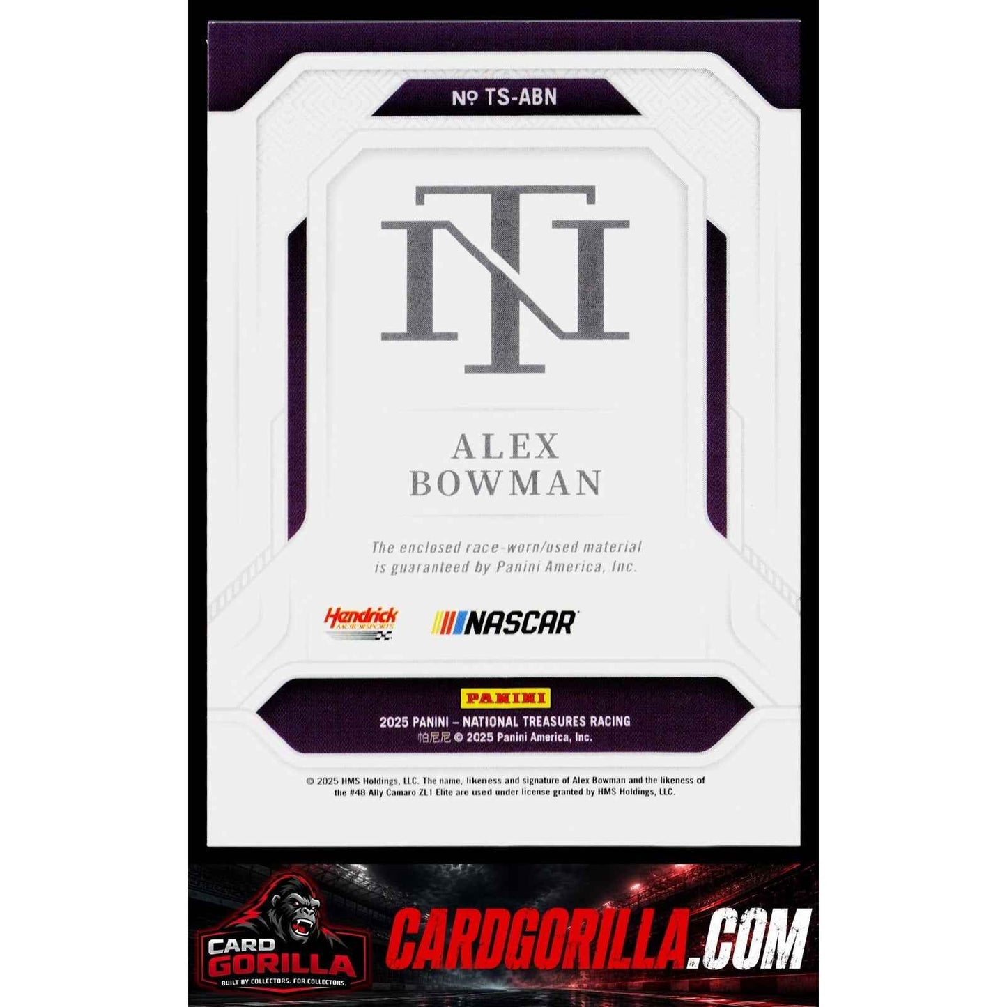 2025 Panini National Treasures Alex Bowman Treasured Swatches Holo Silver #/30