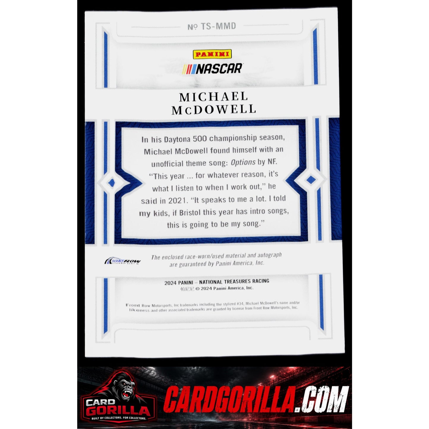 2024 Panini National Treasures #TS-MMD Michael McDowell Treasured Swatches #/99