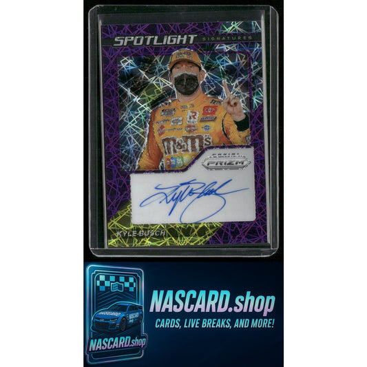 2021 Panini Prizm #SS-KY Kyle Busch Spotlight Signatures Purple Velocity #/35 - NASCARD.shop