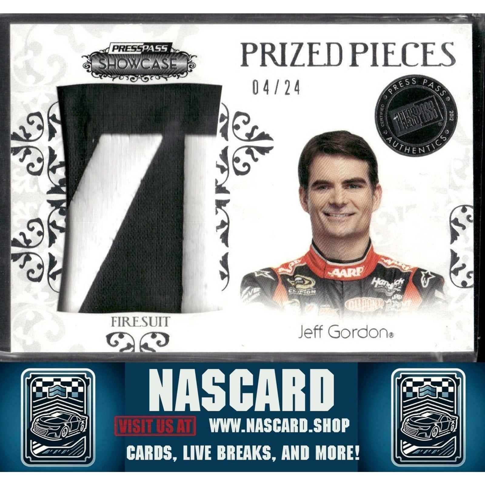 2012 Press Pass Showcase Prized Pieces Memorabilia Jeff Gordon #PP-JG /24 (MEM) - NASCARD.shop