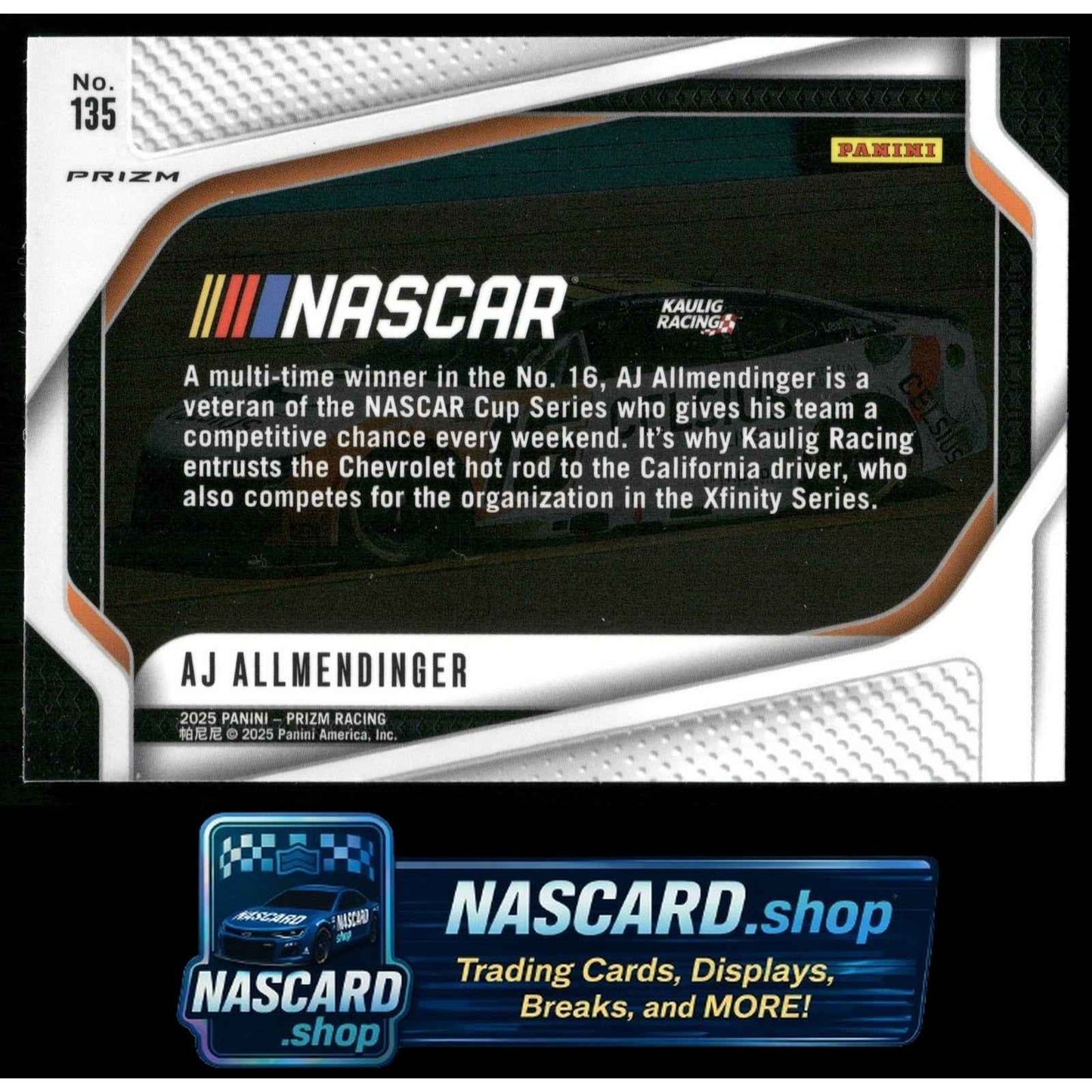 2025 Panini Prizm #135 AJ Allmendinger White Sparkle