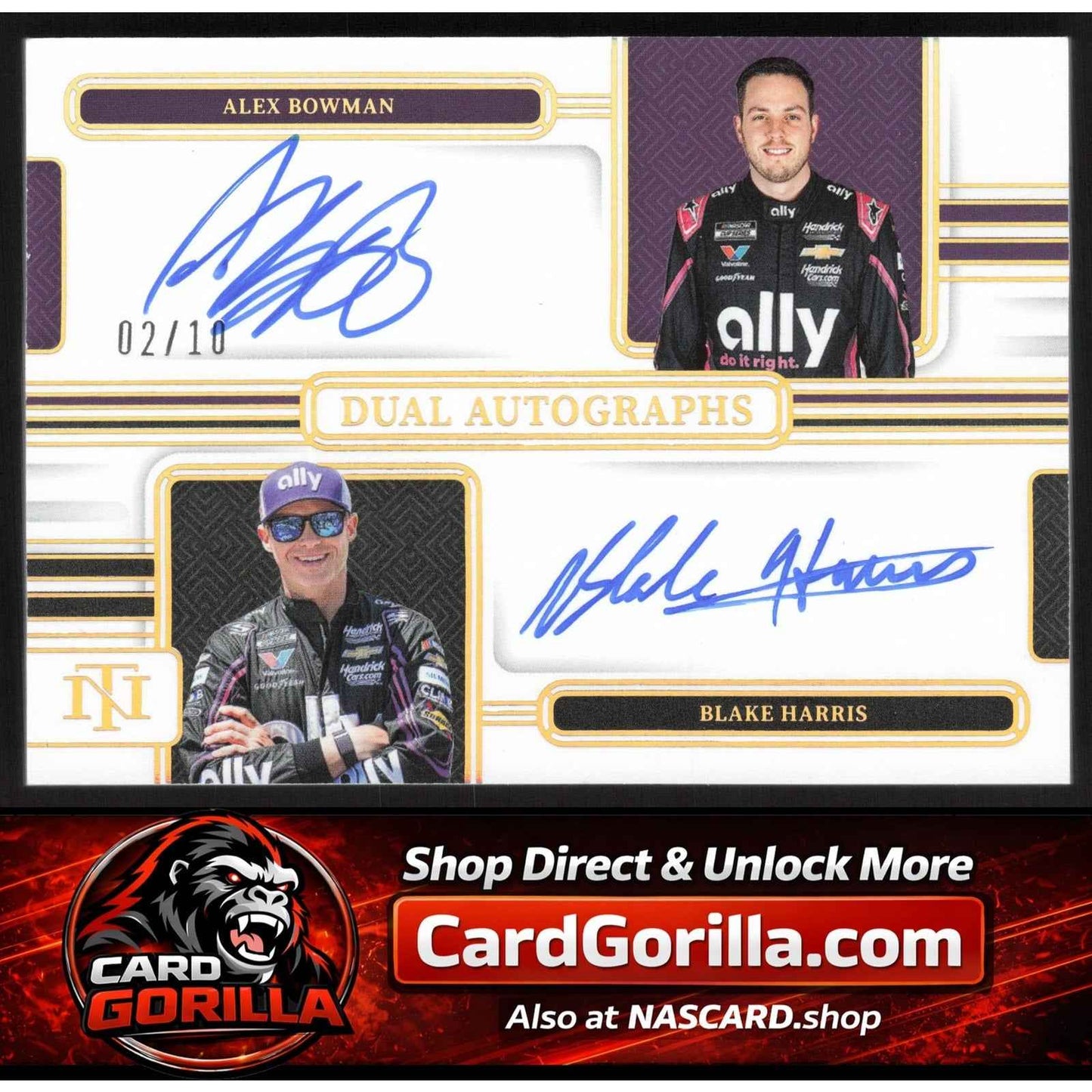 2025 Panini National Treasures Blake Harris Alex Bowman Dual Auto Holo Gold #/10