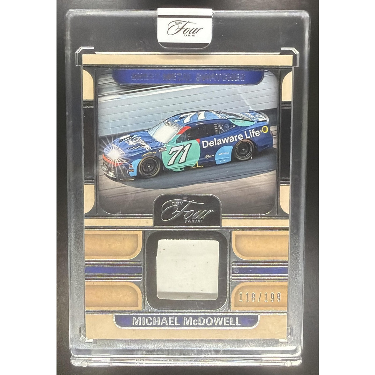 2026 Panini Turn Four Racing Michael McDowell #SM-MMD Sheet Metal Swatches /199
