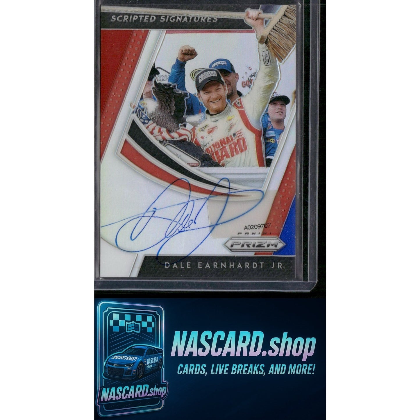 2019 Panini Prizm Dale Earnhardt Jr Scripted Signatures Red White and Blue Prizm - NASCARD.shop