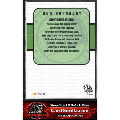 2001 Press Pass #NNO Ron Hornaday Signings