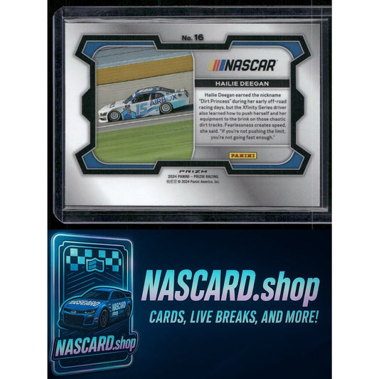2024 Panini Prizm #16 Hailie Deegan White Sparkle - NASCARD.shop