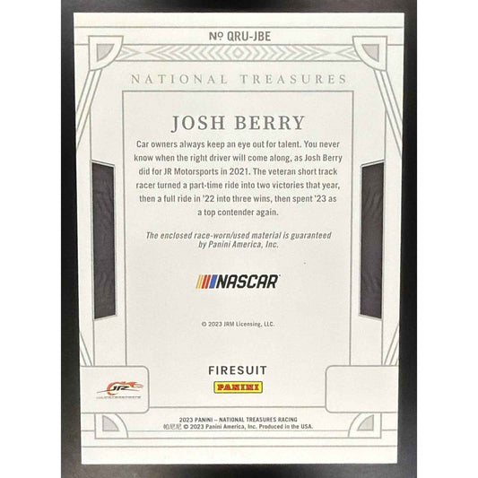 2023 Panini National Treasures Josh Berry Quad Race Used Firesuits Prime /10