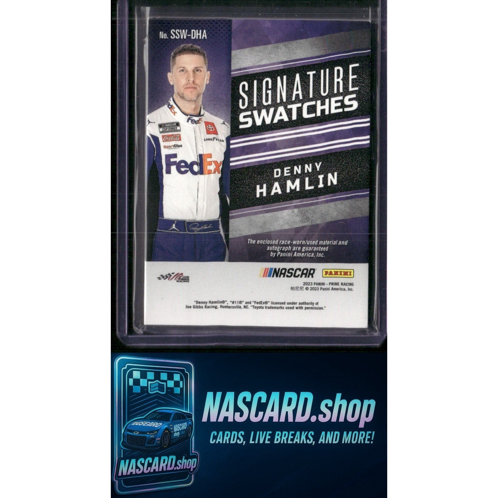 Denny Hamlin 2023 Prime Signature Swatches Red #/25 - Card Gorilla