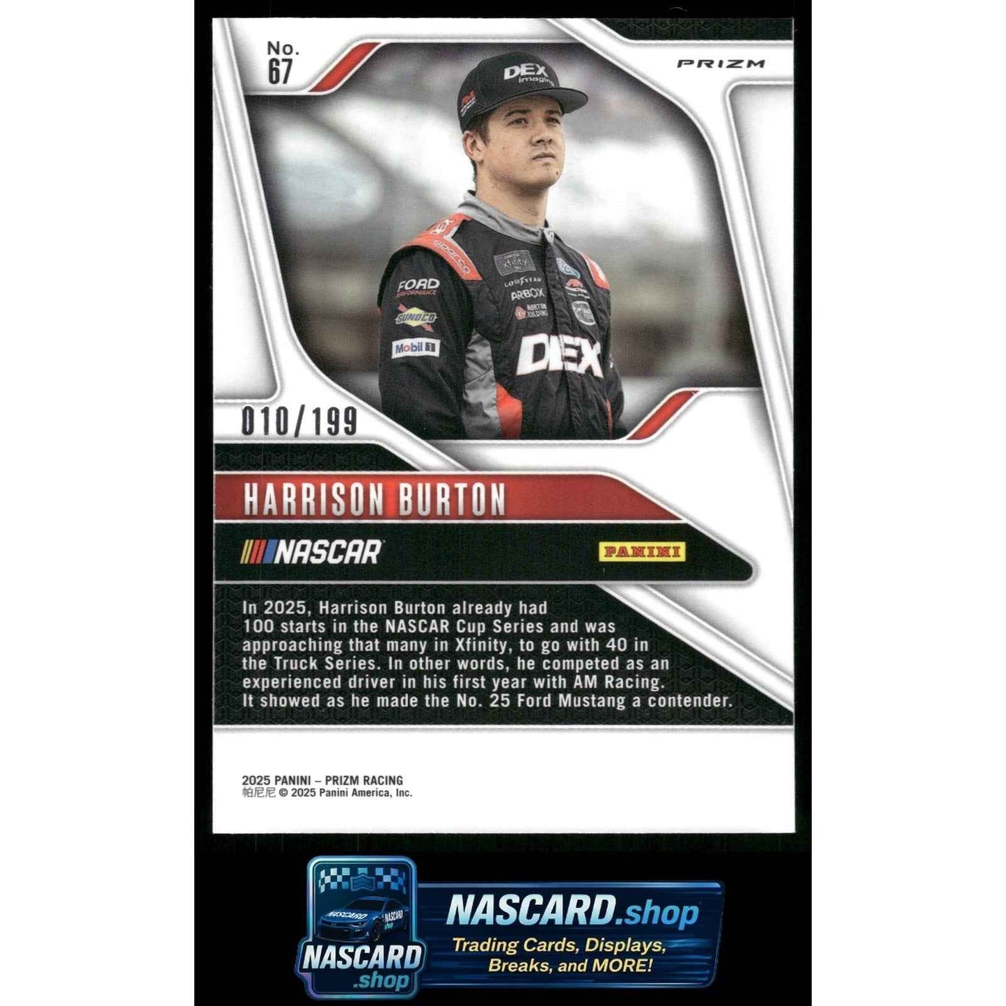 2025 Panini Prizm #67 Harrison Burton Blue #/199
