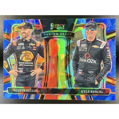 2025 Panini Select Austin Dillon Kyle Busch #8 Tandem Draft Blue Ice Prizm 31/35