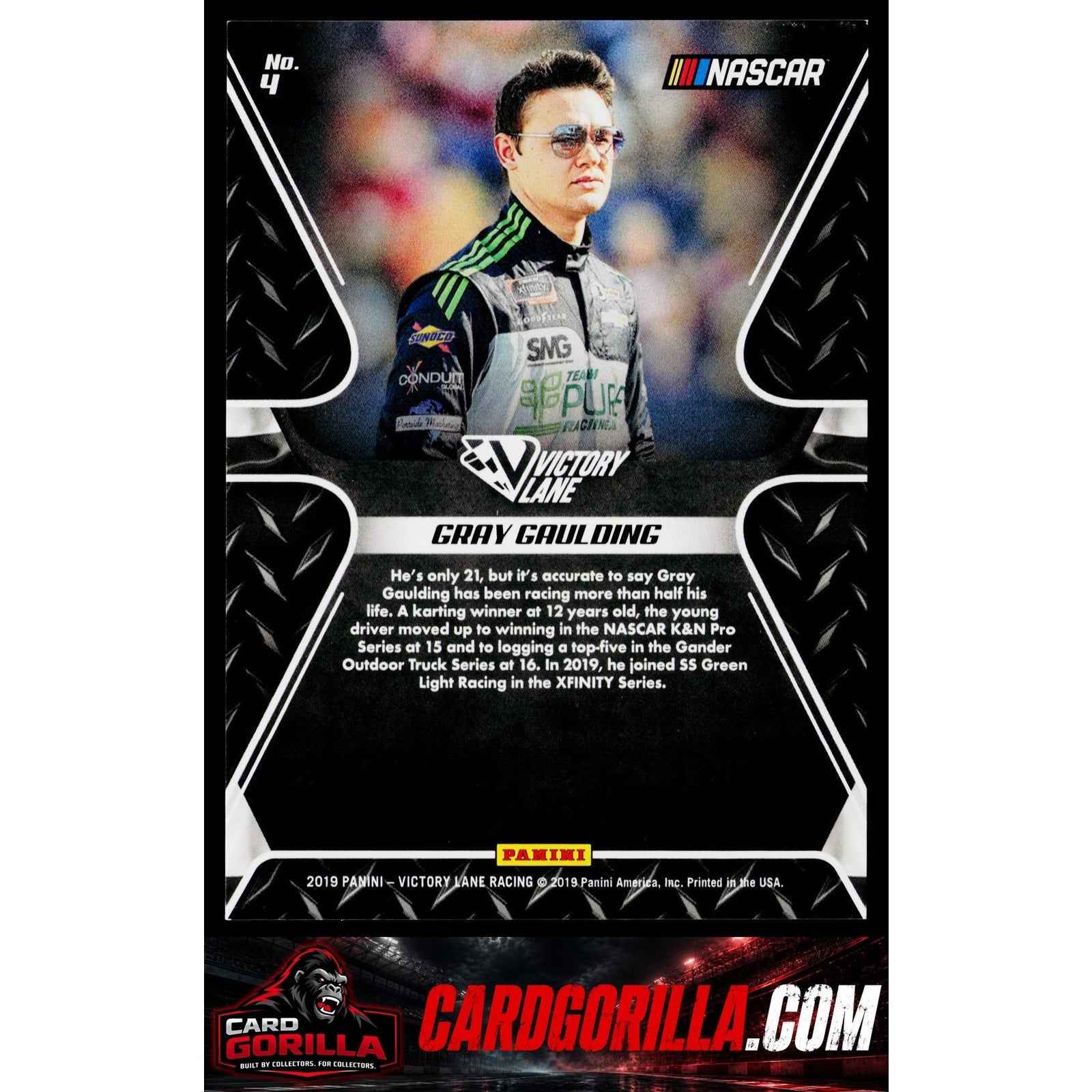 2019 Victory Lane #4 Gray Gaulding Pedal to the Metal Gold #/25