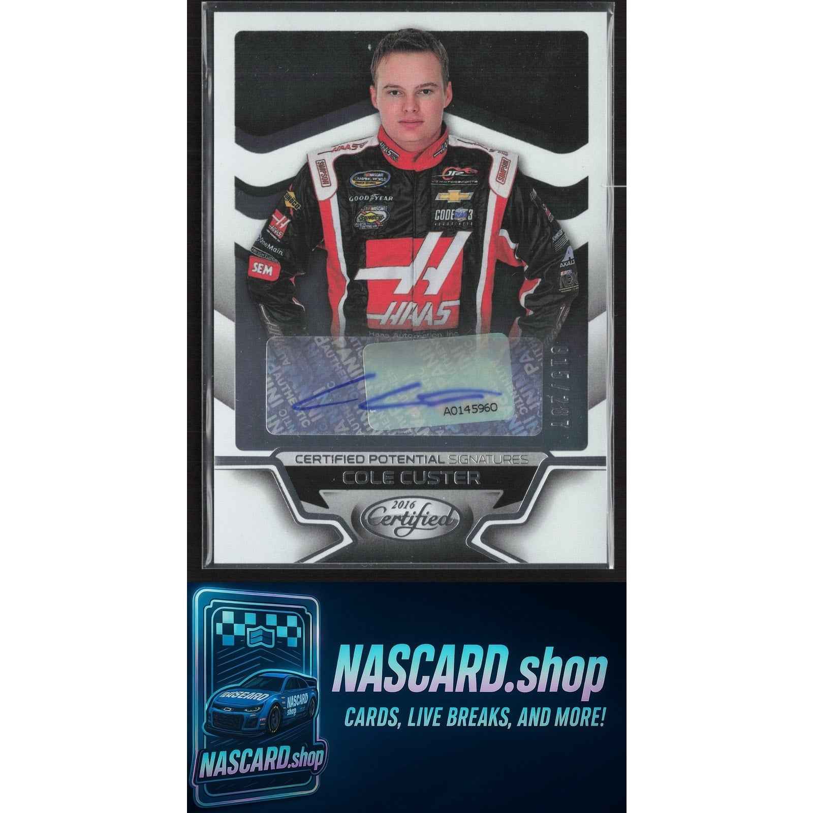 2016 Panini Certified #CP-CC Cole Custer Certified Potential Signatures #/287