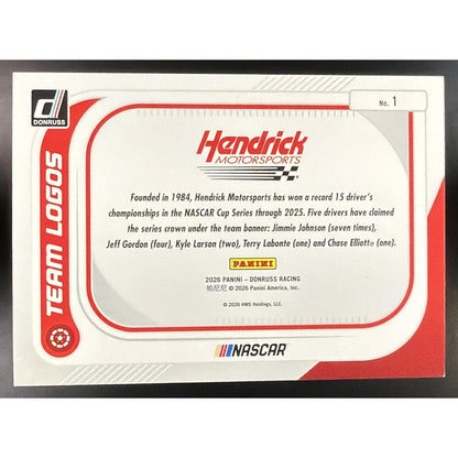 2026 Panini Donruss NASCAR Hendrick Motorsports #1 Team Logos Red Xplosion /99
