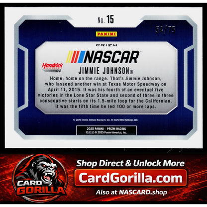 2025 Panini Prizm #15 Jimmie Johnson Victory Lane Blue Pulsar #/75