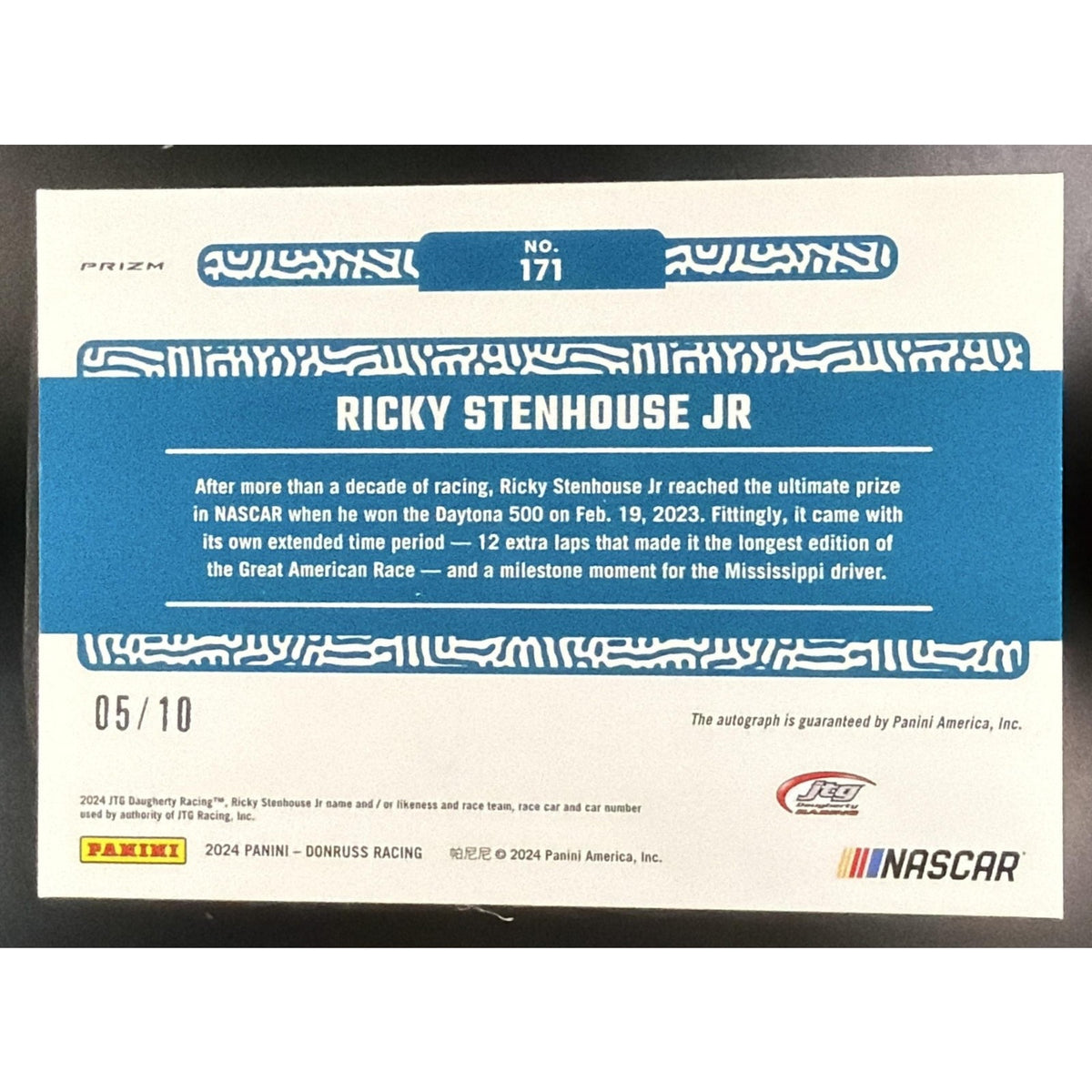 2024 Donruss Ricky Stenhouse Jr Optic Signatures Gold Velocity /10