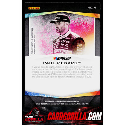 2020 Panini Chronicles #4 Paul Menard Ascension Autographs #/199