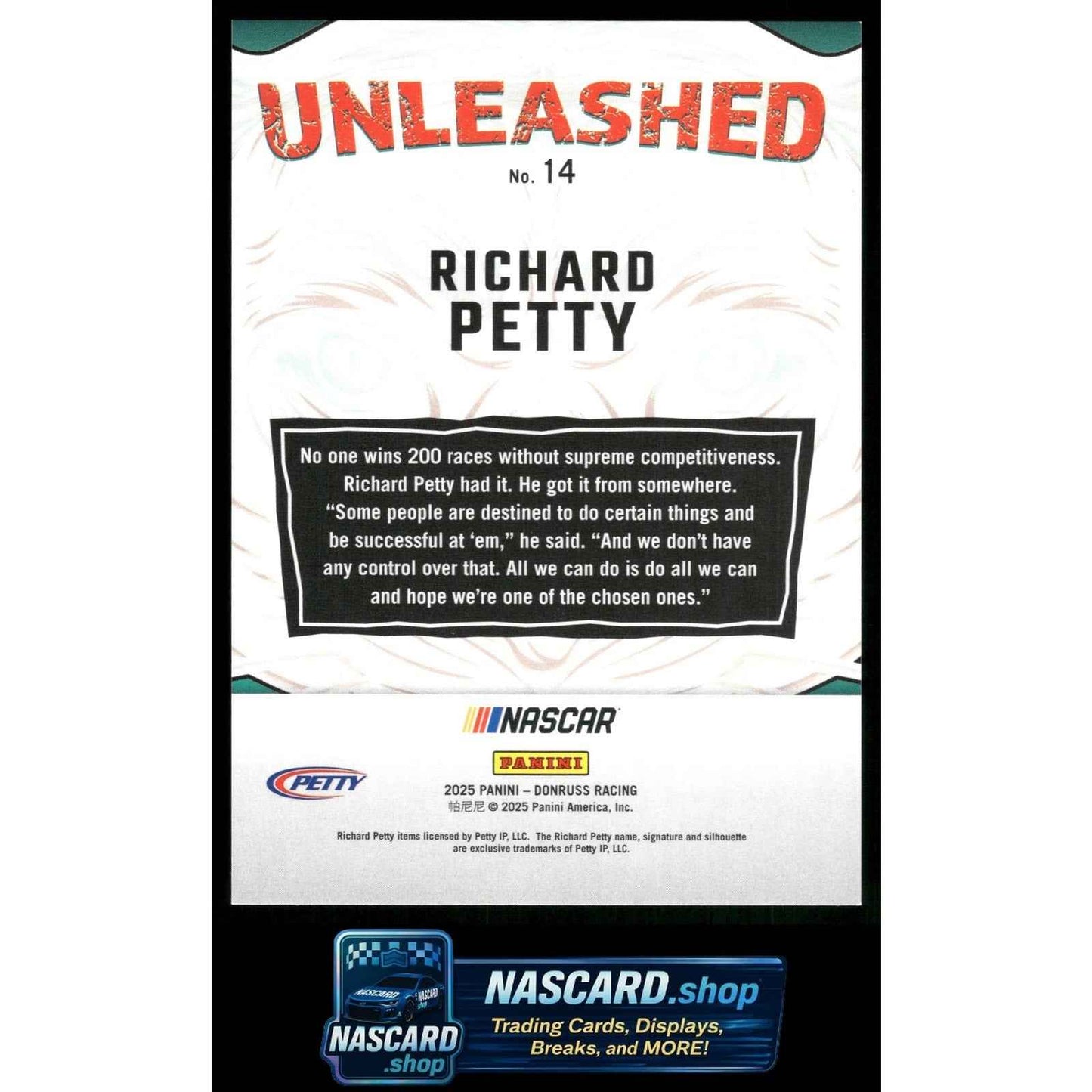 2025 Donruss #14 Richard Petty Unleashed Orange Ice #/75
