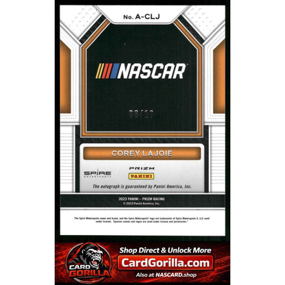 2023 Panini Prizm #A-CLJ Corey LaJoie Autographs Gold Prizm #/10